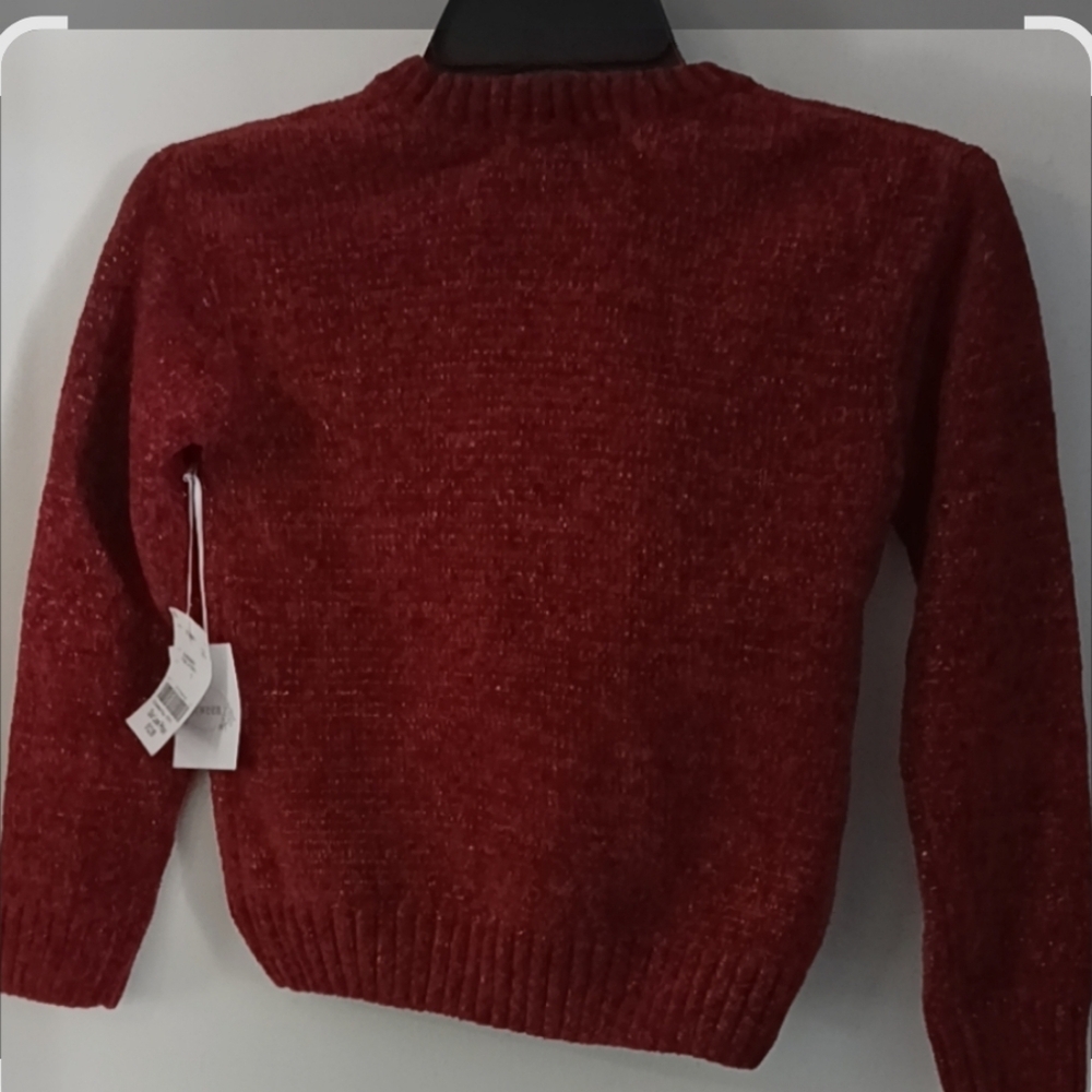 btween Girl Burgandy Sweater with Bow Design Size 8 - Picture 2 of 4